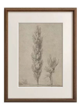 书房中古风黑白素描复古实木挂画