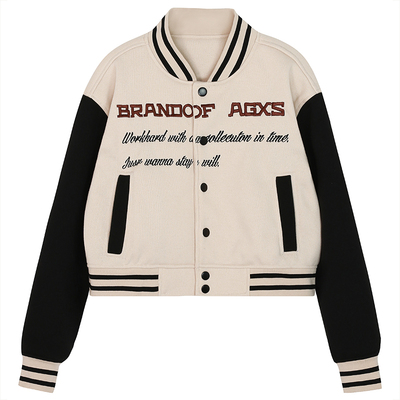 字母绣花短款棒球服AGXS