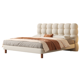 法莎蒂奶油风法式泡泡床主卧现代简约ins网红泡芙猫抓布床软包床