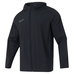 Nike耐克新款黑色连帽夹克男运动休闲风防风外套薄款拉链上衣潮流