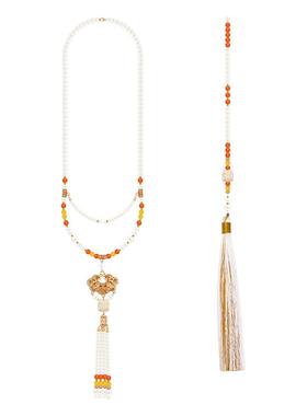 明制璎珞长流苏项链汉服马面裙配饰古风背云软璎珞国风旗袍项链