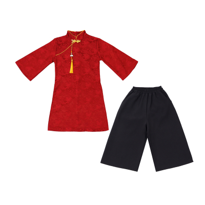 儿童汉服男童冬季拜年服女童加绒加厚唐装中国风新年服元旦表演服
