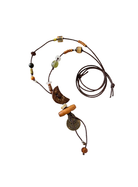 民族风月亮笑脸串珠项链女高级感