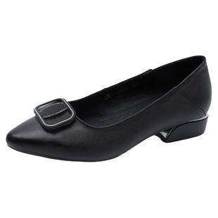 粗跟单鞋女真皮31 32 33特小码软皮中低跟女鞋气质舒适妈妈鞋