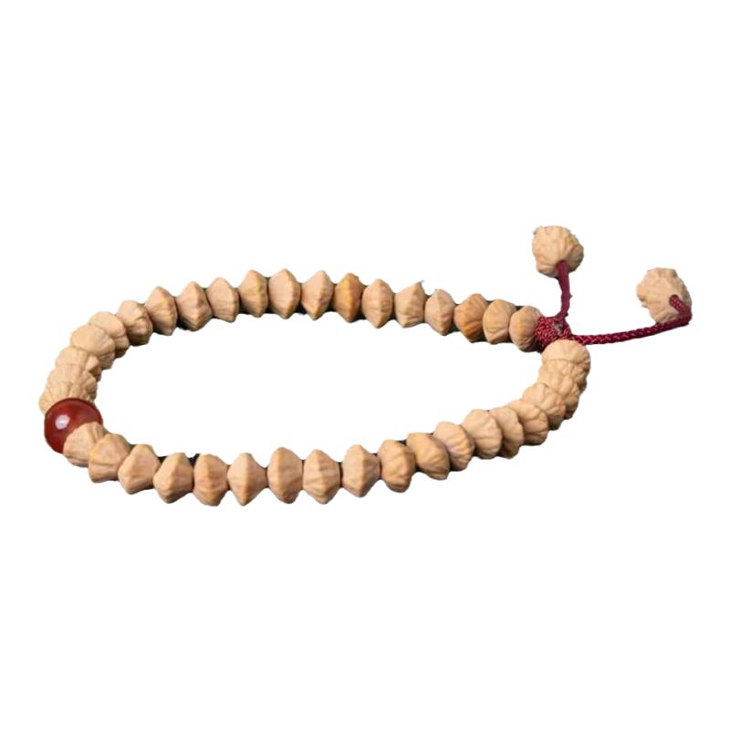九华山天然金叶莲花菩提手串精品小众木作