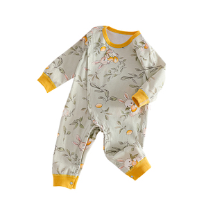 宝宝衣服0到6个月纯棉新生婴儿秋冬季连体衣幼儿护肚贴身打底哈衣