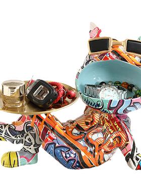 轻奢托盘狗玄关摆件入户鞋柜钥匙收纳高档家居客厅装饰品乔迁礼物