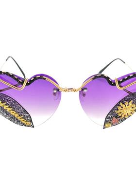 美国代购手作心形紫射手座太阳镜