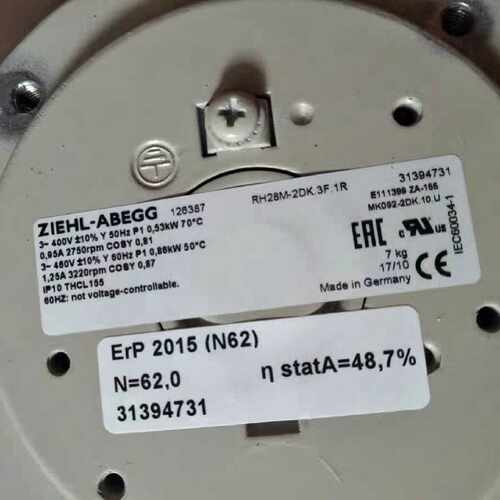全新原装德国施乐百ZIEHL-ABEGG离心风机 RH28M议价