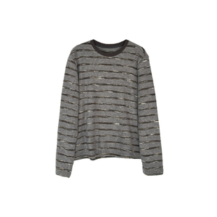 本期搭配王！~软糯糯条纹长袖打底衫女秋冬新款宽松百搭圆领上衣