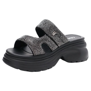 COMELY康莉2025新厚底水钻增高女凉拖鞋满钻KBS43308BU03BC01BTF