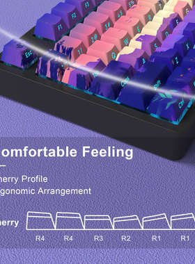 紫色幻镜 侧刻透光键帽热升华原厂高度兼容61/68/75/84/87/96/104