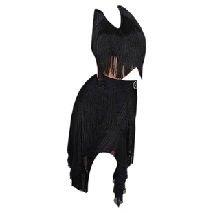 HCDANCE新款半裙流苏多层加密拉丁舞练功服女成人DS1033+DX2034