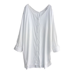 维多控2025年真丝睡衣女夏中长款蕾丝性感睡裙宽松蚕丝衬衫家居服