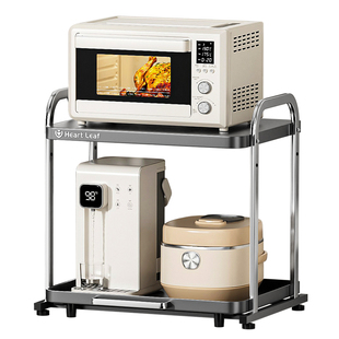 厨房微波炉置物架台面多功能抽拉式放电饭煲烤箱电器双层收纳架子