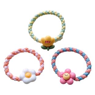 新款可爱卡通花朵彩色弹力皮筋小女孩扎马尾头绳韩版儿童发饰