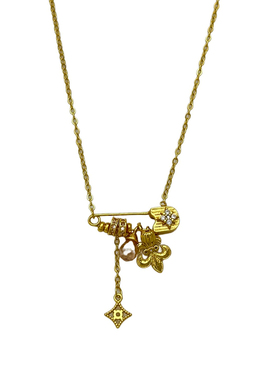 Dopamine Vault」流萤.中古鸢尾花星芒别针项链女小众百搭锁骨链