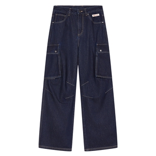 小鬼王琳凯同款Champion冠军牛仔裤女2025冬季新品休闲阔腿长裤