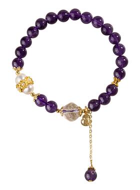 五台山天然紫水晶串高考上岸手链