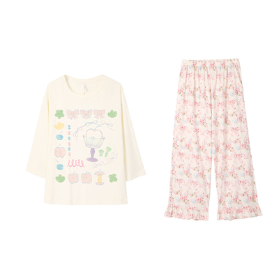 安之伴春秋睡衣女甜美套装