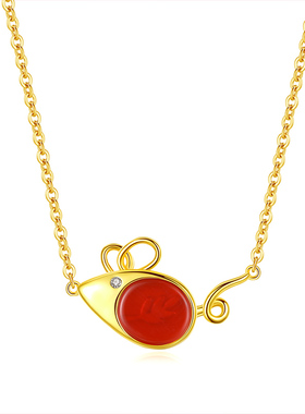 纯银玛瑙本命年生肖转运项链