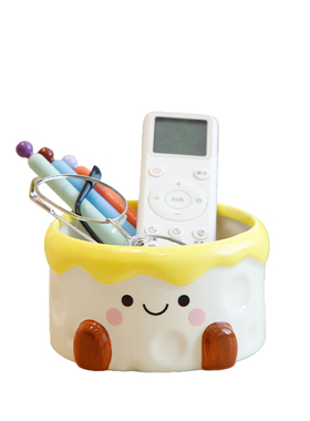 奶油风陶瓷桌面遥控器收纳盒客厅茶几摆件高级感入门玄关钥匙收纳