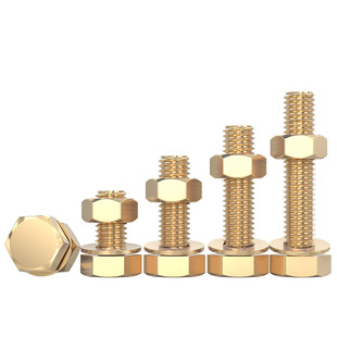 国标纯黄铜螺丝平垫螺母套装铜外六角螺栓组合全4M5M6M8M10M12M16