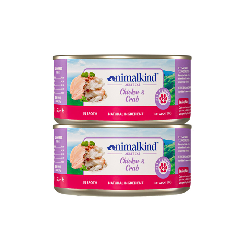 animalkind爱每刻进口猫咪罐头营养零食补水湿粮金枪鱼虾鸡肉 70g