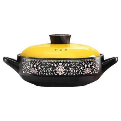 炊大皇干烧砂锅煲仔饭砂锅家用陶瓷宽口浅锅炖锅燃气直烧沙煲砂锅