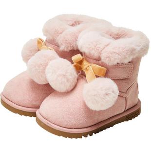 卡特兔女童棉鞋冬季洋气小童冬鞋学步保暖棉靴加绒女宝宝雪地靴