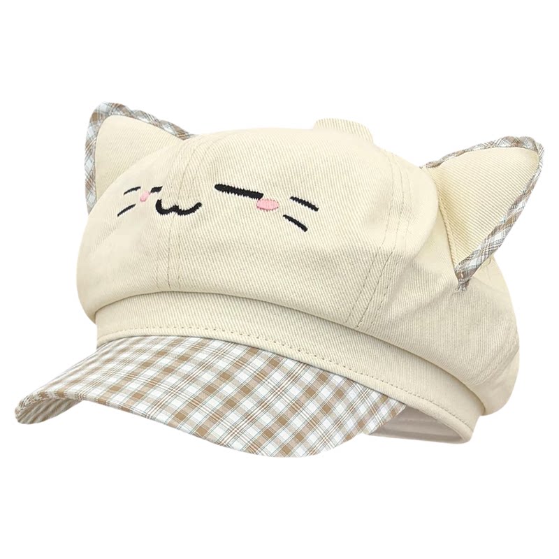 可爱猫耳八角贝雷帽女显脸小