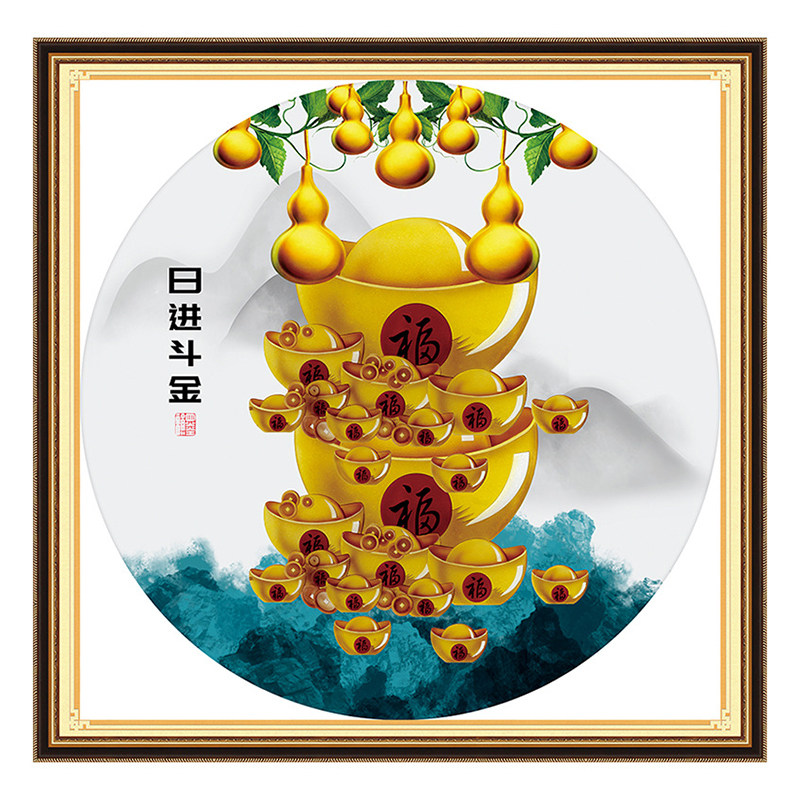 印花餐厅玄关圆形聚财十字绣