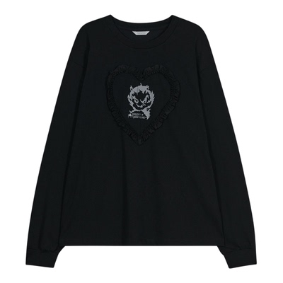 韩国直邮显瘦长袖心形刺绣T恤衫