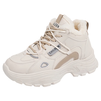 2025新款女加绒保暖增高老爹鞋