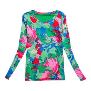 春装女款2026年新款绿色打底衫长袖t恤独特别致小衫显瘦网纱上衣