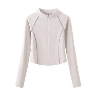 班尼路半高领打底衫女2025秋新款拉链设计短款内搭收腰保暖上衣Q