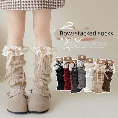 女童袜套秋冬韩系公主风白色咖色中筒袜保暖腿套女孩堆堆袜小腿袜