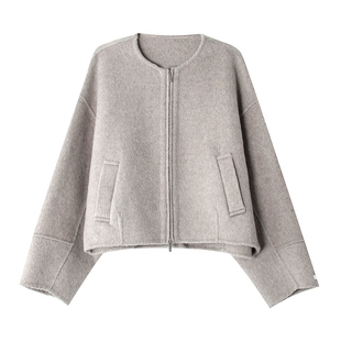 韩系高级感羊毛呢外套女冬季流行韩系通勤简约小个子短款羊绒大衣