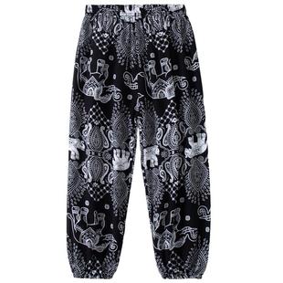 儿童防蚊裤夏季大人宝宝薄款人棉家居外穿睡裤男童女童棉绸灯笼裤