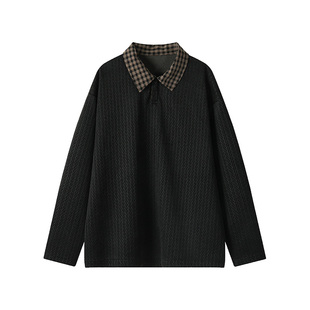 班尼路SK春季舒适男款POLO领长袖针织衫简约复古休闲风宽松上衣YS