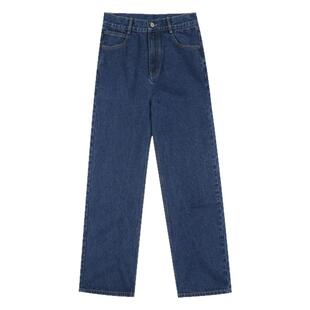 MEDM25SS腰牌设计水洗阔腿牛仔裤春秋简约美式复古宽松直筒长裤子