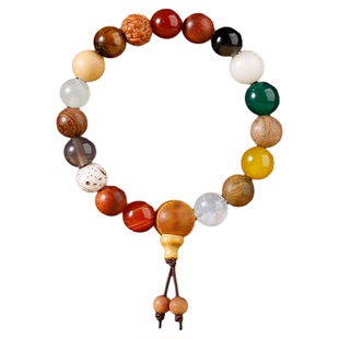 【杭州灵隐正品】十八籽手串菩提子多宝玛瑙檀木情侣手链男女款