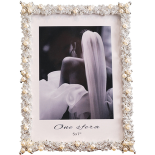 创意简约珍珠相框摆台结婚照6寸7寸10寸写真婚纱儿童相册摆件框架