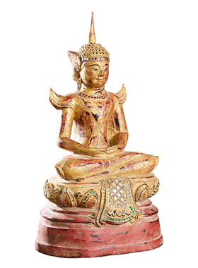 泰式实木雕刻坐佛摆件装饰工艺品