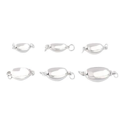 镀白金色元宝扣珍珠扣头S925纯银