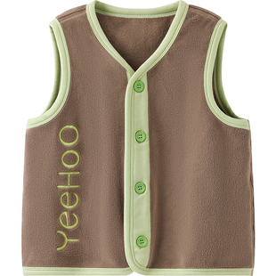 英氏儿童马甲秋冬季男童洋气磨毛背心女童保暖坎肩内外穿护肚上衣