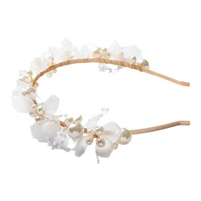 veils新款白色手工串珠花朵发箍