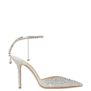 [新年礼物][经典款]JIMMY CHOO/SAEDA 100 女水晶链饰高跟鞋婚鞋