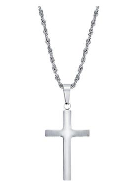 自营blackjack不锈钢抛光十字架项链 银白色 美国奥莱直发吊坠
