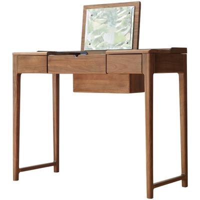 方迪黑胡桃木多功能80cm化妆桌